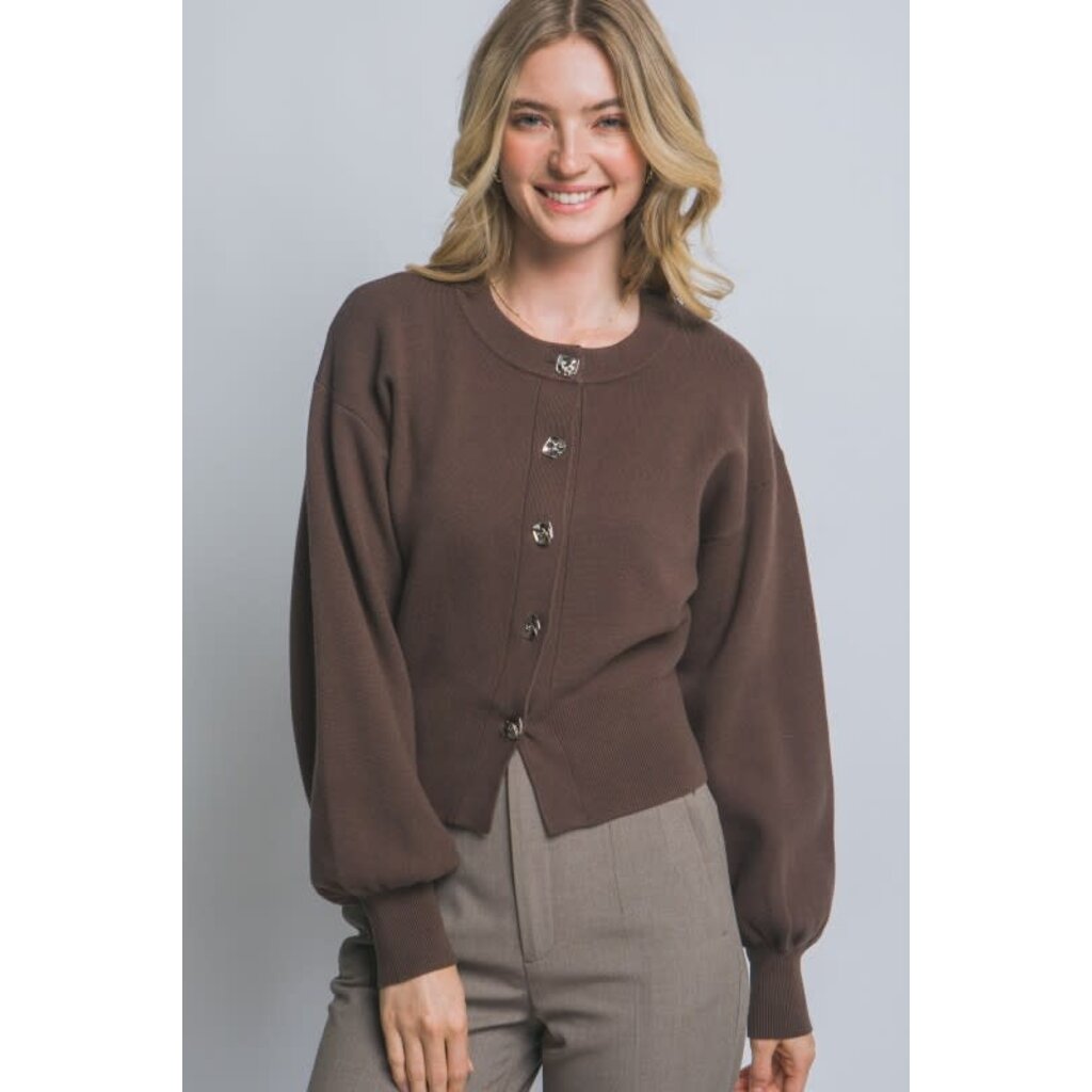 Love Tree Love Tree Cardigan with Puff Sleeve