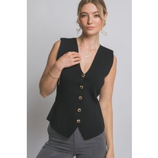 mbt⭐︎Design Button Vest Love Tree Knit Vest Top with Gold Buttons 90338VN - Bootery