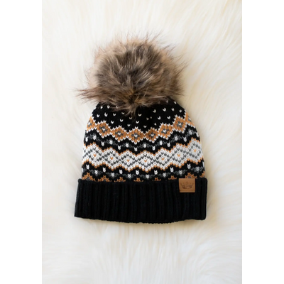 Panache Apparel Multi Colored Patterned Pom Hat
