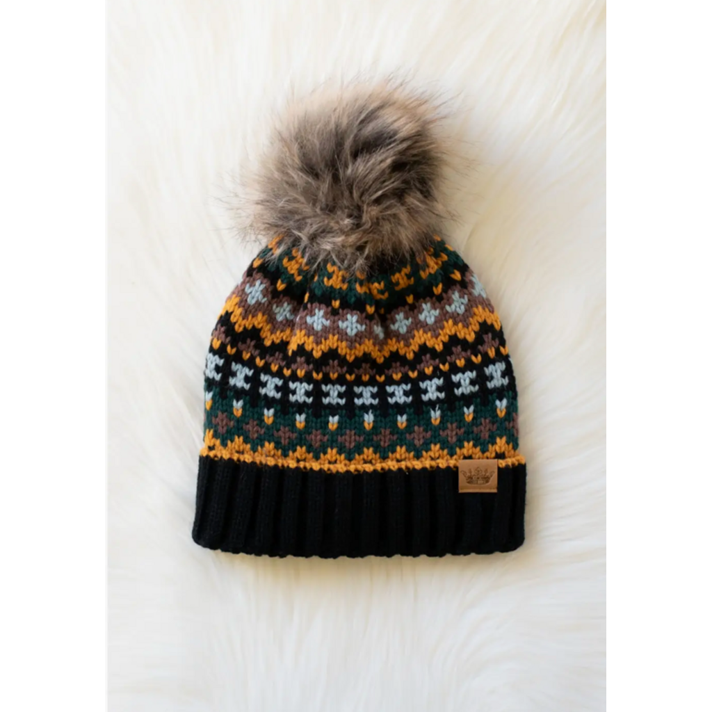 Panache Apparel Panache Apparel Multi Colored Patterned Pom Hat