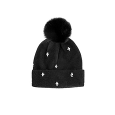 Mitchie's Matchings Mitchie's Matchings Hat with Pearls and Faux Fur Pom