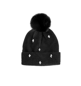 Mitchie's Matchings Hat with Pearls and Faux Fur Pom