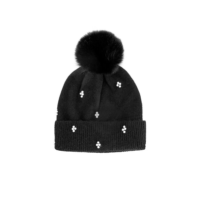 Mitchie's Matchings Hat with Pearls and Faux Fur Pom