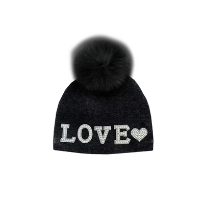 Mitchie's Matchings Love Pearl Hat with Fox Fur Pom