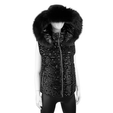 Mitchie's Matchings Mitchie's Matchings Sequin Vest with Fox Fur Trim