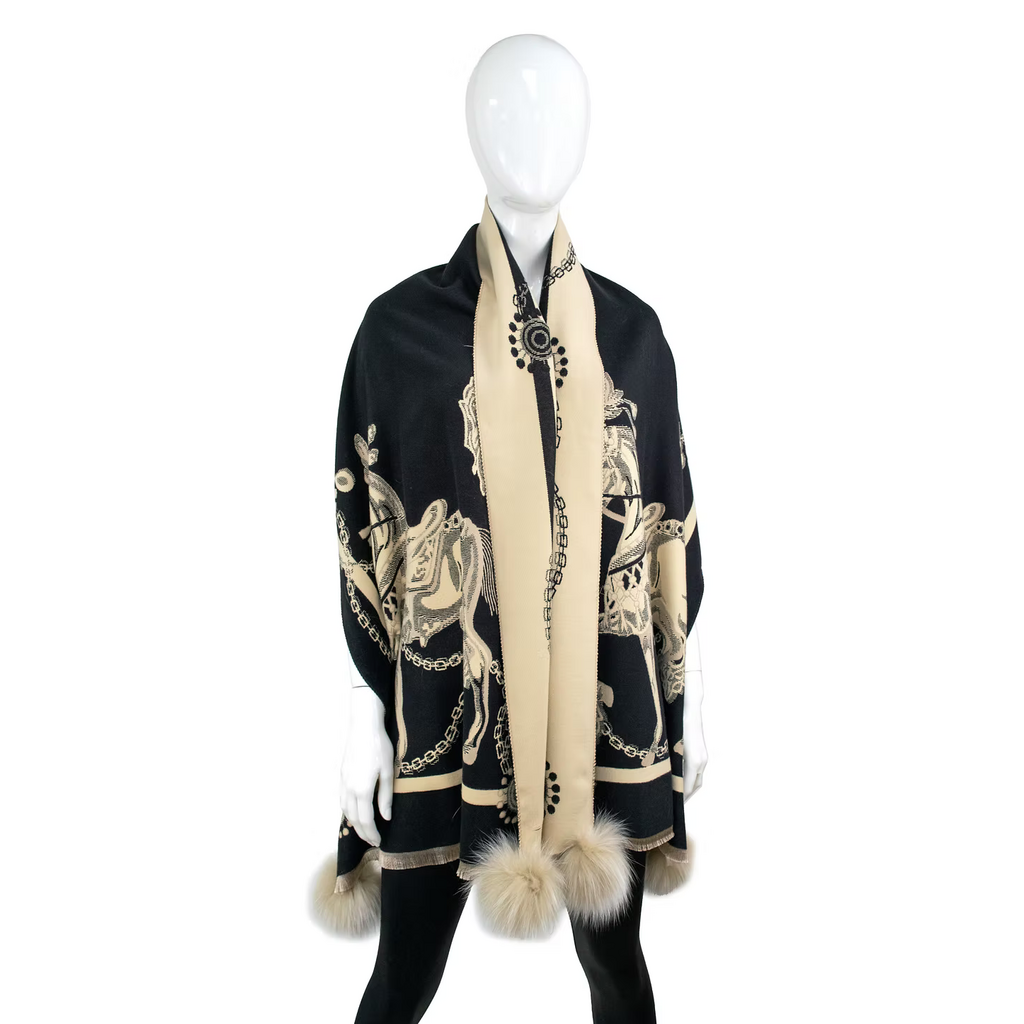 Mitchie's Matchings Mitchie's Matchings Equestrian Scarf with Fox Poms