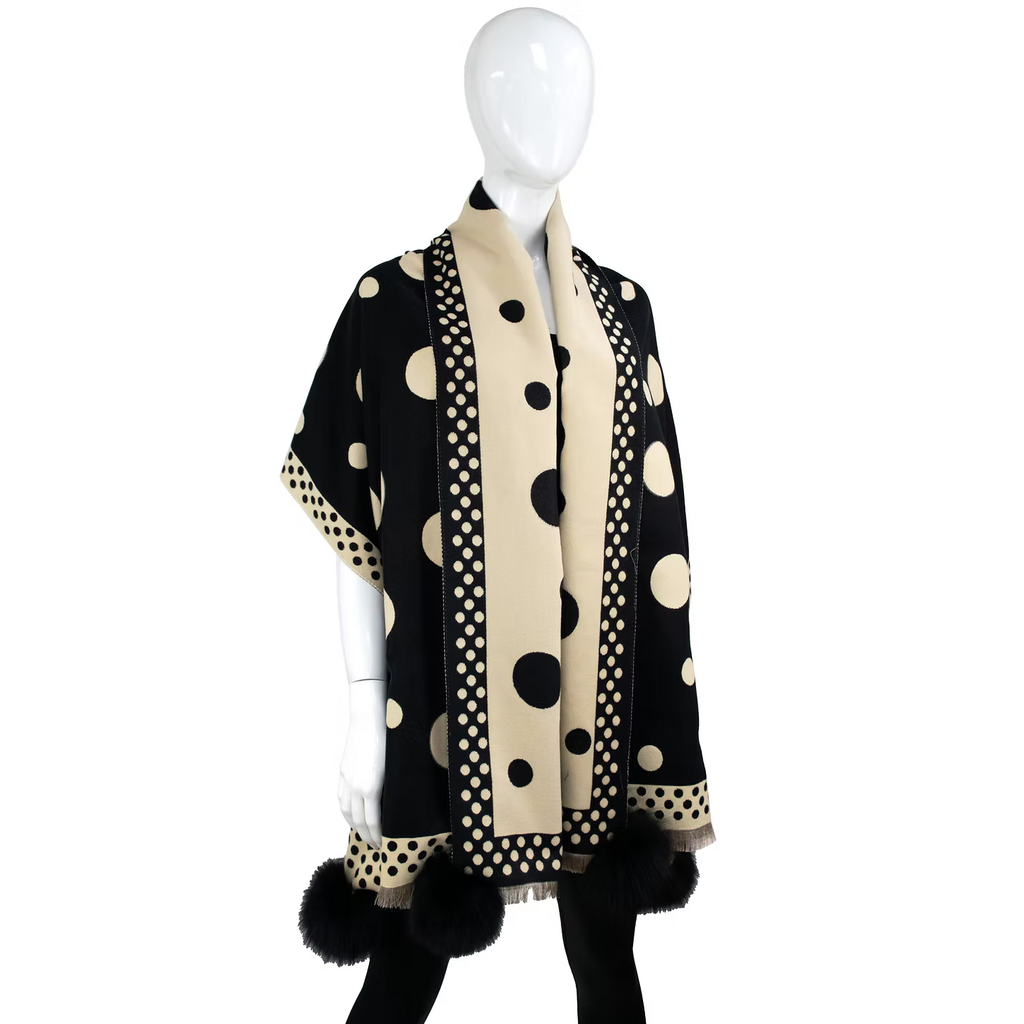 Mitchie's Matchings Mitchie's Matchings Polka Dot Scarf with Fox Poms