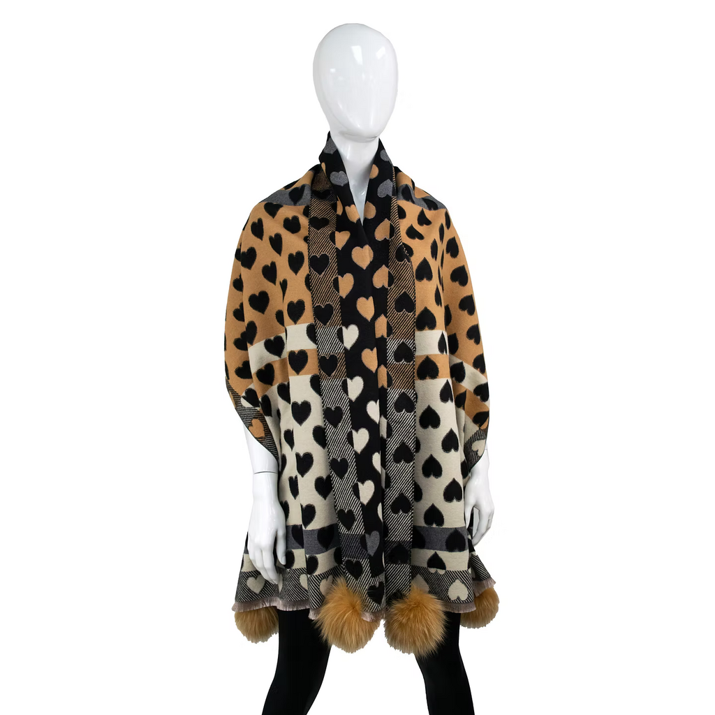 Mitchie's Matchings Mitchie's Matchings Scarf with Hearts and Fox Poms