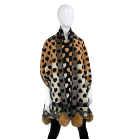 Mitchie's Matchings Scarf with Hearts and Fox Poms