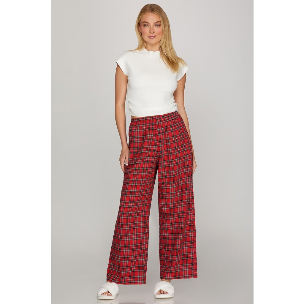 She + Sky She + Sky Woven Plaid Long Pants