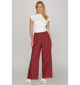 She + Sky Woven Plaid Long Pants