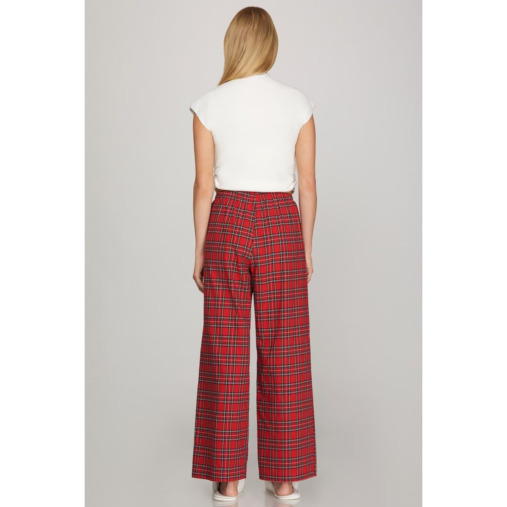 She + Sky She + Sky Woven Plaid Long Pants