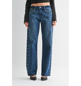 Just Black Denim Low Rise Studded Baggy Jean