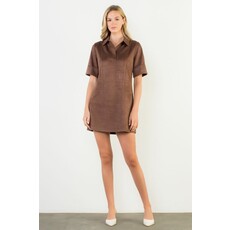 THML THML Short Sleeve collared Suede Dress