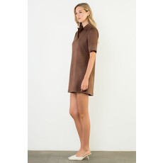 THML THML Short Sleeve collared Suede Dress