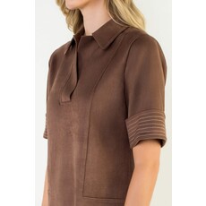THML THML Short Sleeve collared Suede Dress