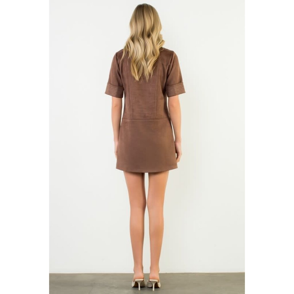 THML THML Short Sleeve collared Suede Dress