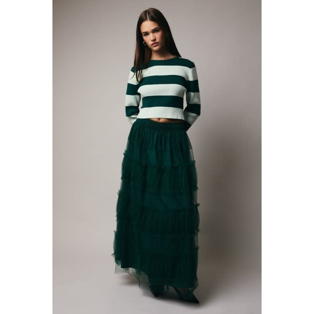 Sunday Edition Sunday Edition Frilled Tiered Mesh Midi Skirt