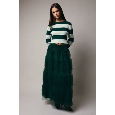 Sunday Edition Frilled Tiered Mesh Midi Skirt