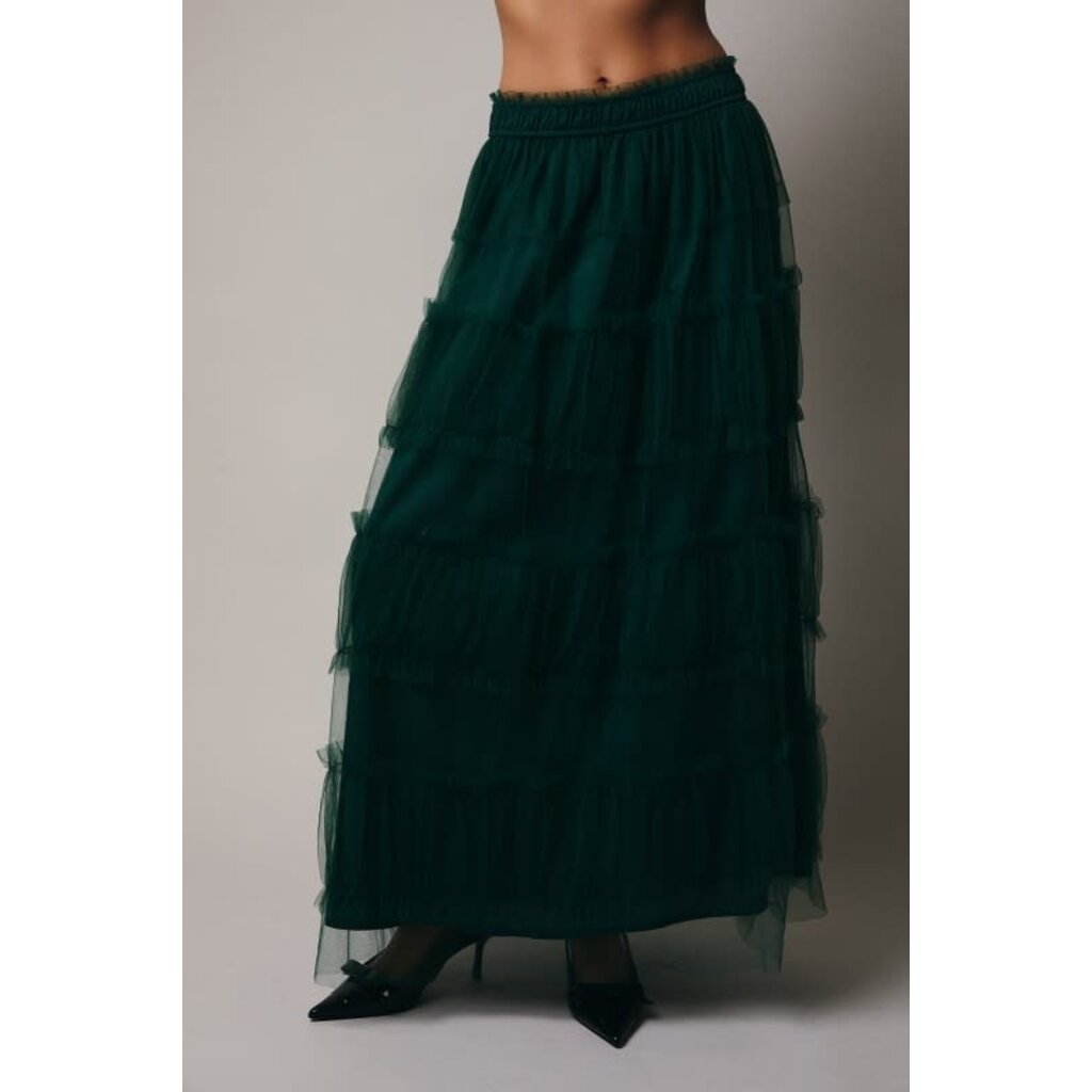 Sunday Edition Sunday Edition Frilled Tiered Mesh Midi Skirt