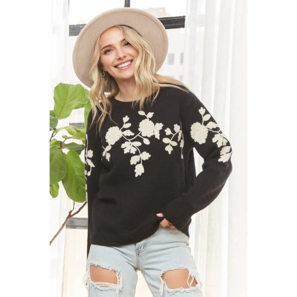 Adora Adora Floral Knit Sweater