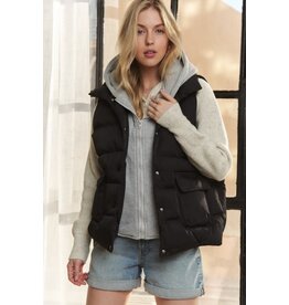 Adora Button Hoodie Jacket Vest