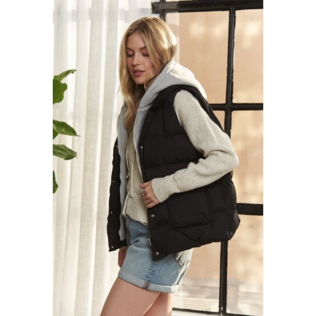 Adora Adora Button Hoodie Jacket Vest