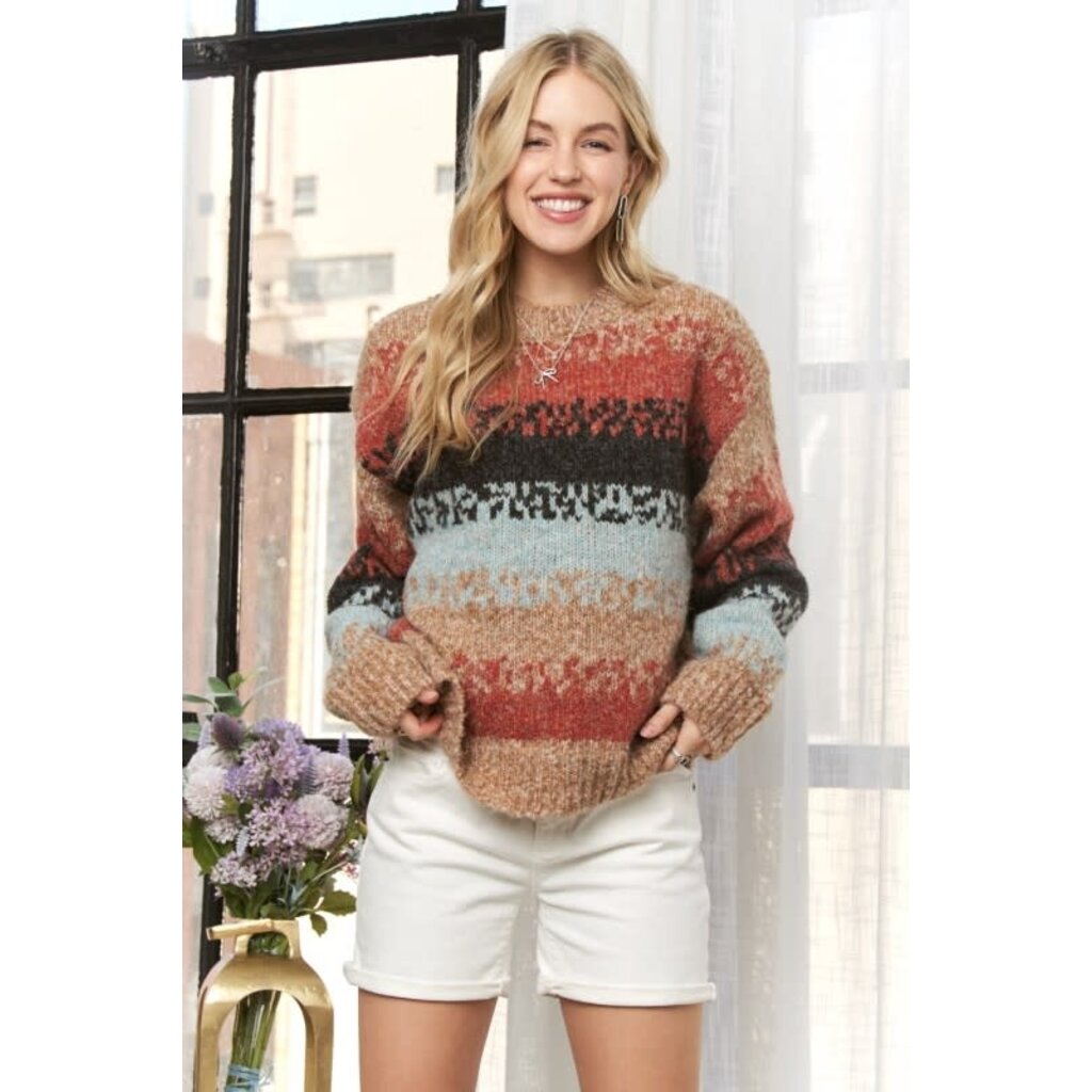 Adora Adora Boho Inspired Striped Sweater
