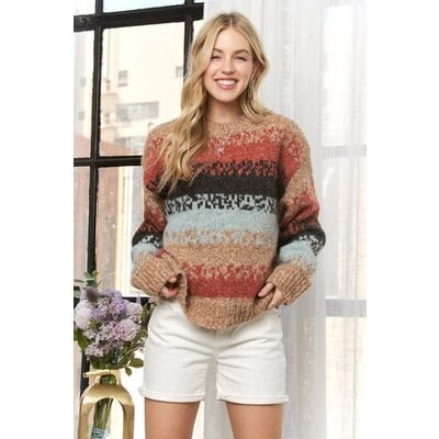 Adora Boho Inspired Striped Sweater