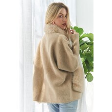 Adora Adora Faux Fur Accent Zip Up Sweater Coat