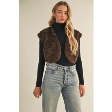 Mustard Seed Mustard Seed Wavy Faux Fur Bolero Vest