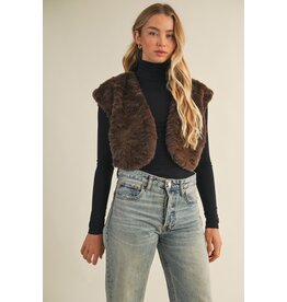 Mustard Seed Wavy Faux Fur Bolero Vest