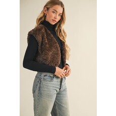 Mustard Seed Mustard Seed Wavy Faux Fur Bolero Vest