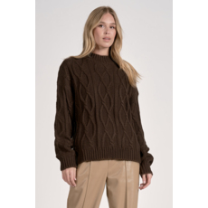 Elan Elan Cable Knit Crewneck Sweater