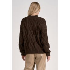 Elan Elan Cable Knit Crewneck Sweater