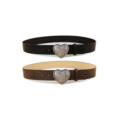 Swan Madchen Western Metal Heart Buckle Belt