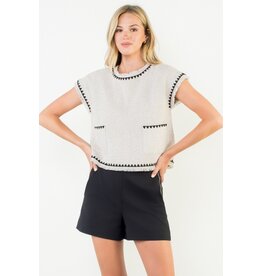 THML Short Sleeve Tweed Top