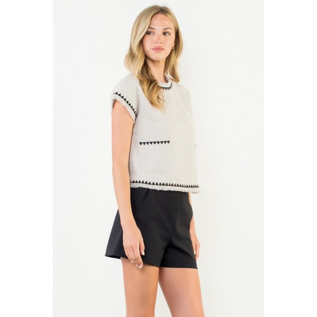THML THML Short Sleeve Tweed Top