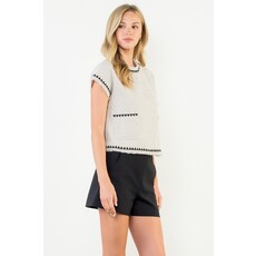 THML THML Short Sleeve Tweed Top