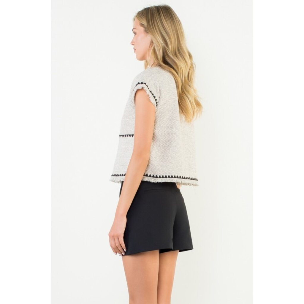 THML THML Short Sleeve Tweed Top