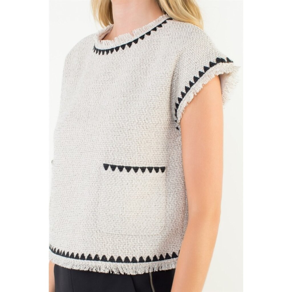 THML THML Short Sleeve Tweed Top