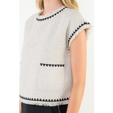 THML THML Short Sleeve Tweed Top