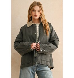 Miou Muse Utility Jacket with Contrast Collar