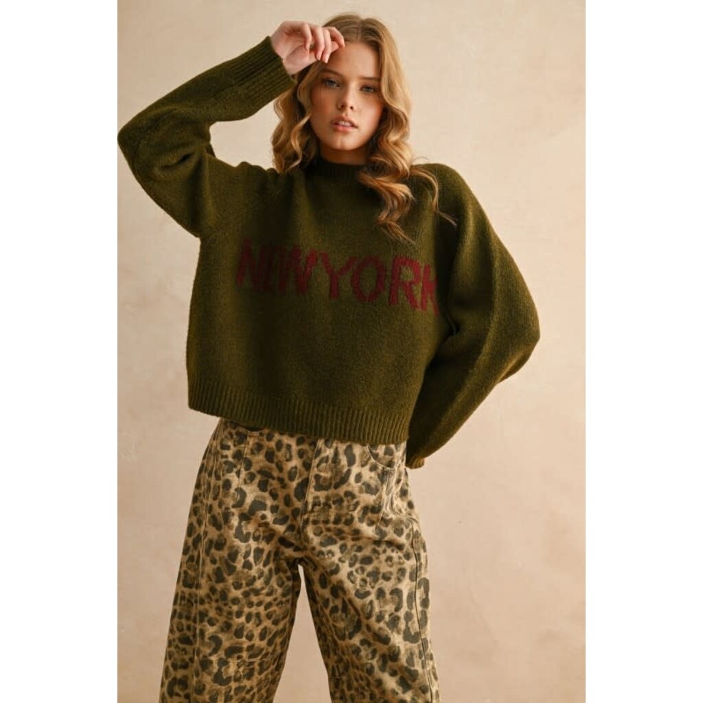 Miou Muse Miou Muse Letter Front Sweater Top