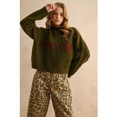 Miou Muse Miou Muse Letter Front Sweater Top