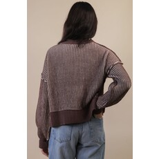 Very J Very J Two Toned Striped Sweater Top