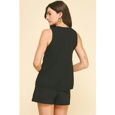 Pinch Pinch Rhinestone and Pearl Embroidered Knit Top