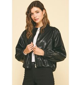 Pinch Faux Leather Bomber Jacket