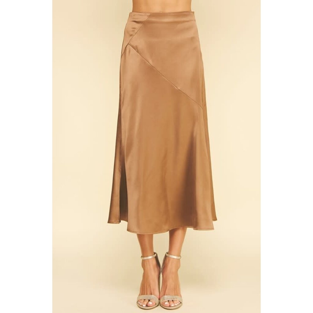 Pinch Pinch Silky Blocked Detailed Midi Skirt