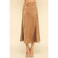 Pinch Pinch Silky Blocked Detailed Midi Skirt